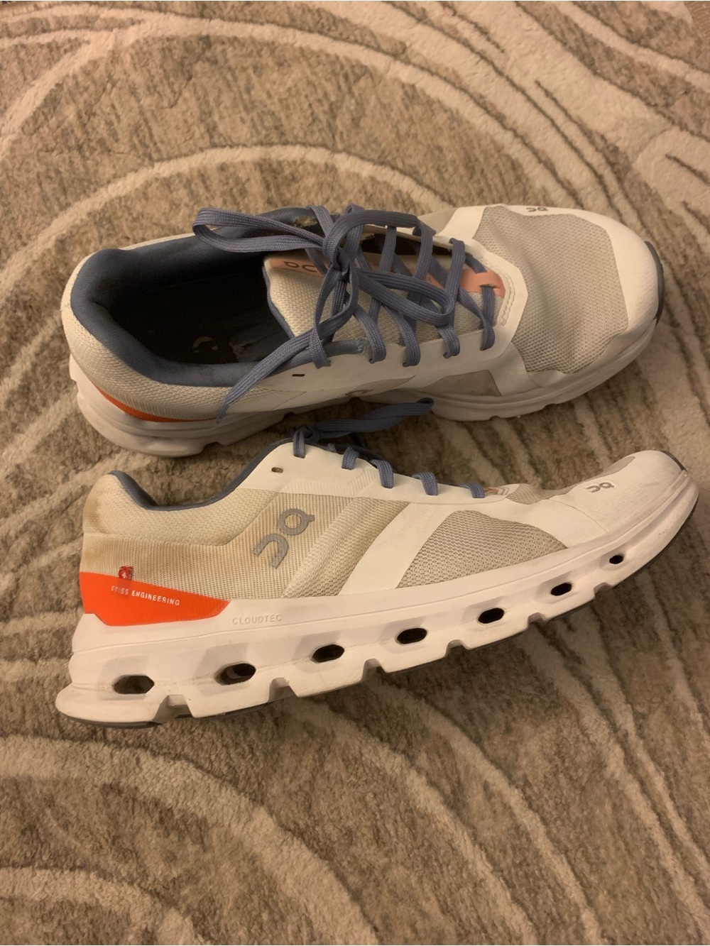 On Cloudrunner White Flame Womens Size 10.5